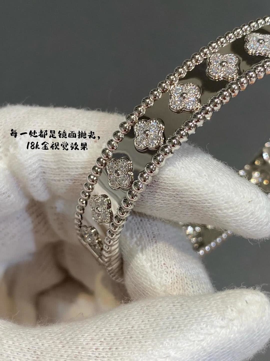 Van Cleef & Arpels Alhambra Diamond Bangle Bracelet